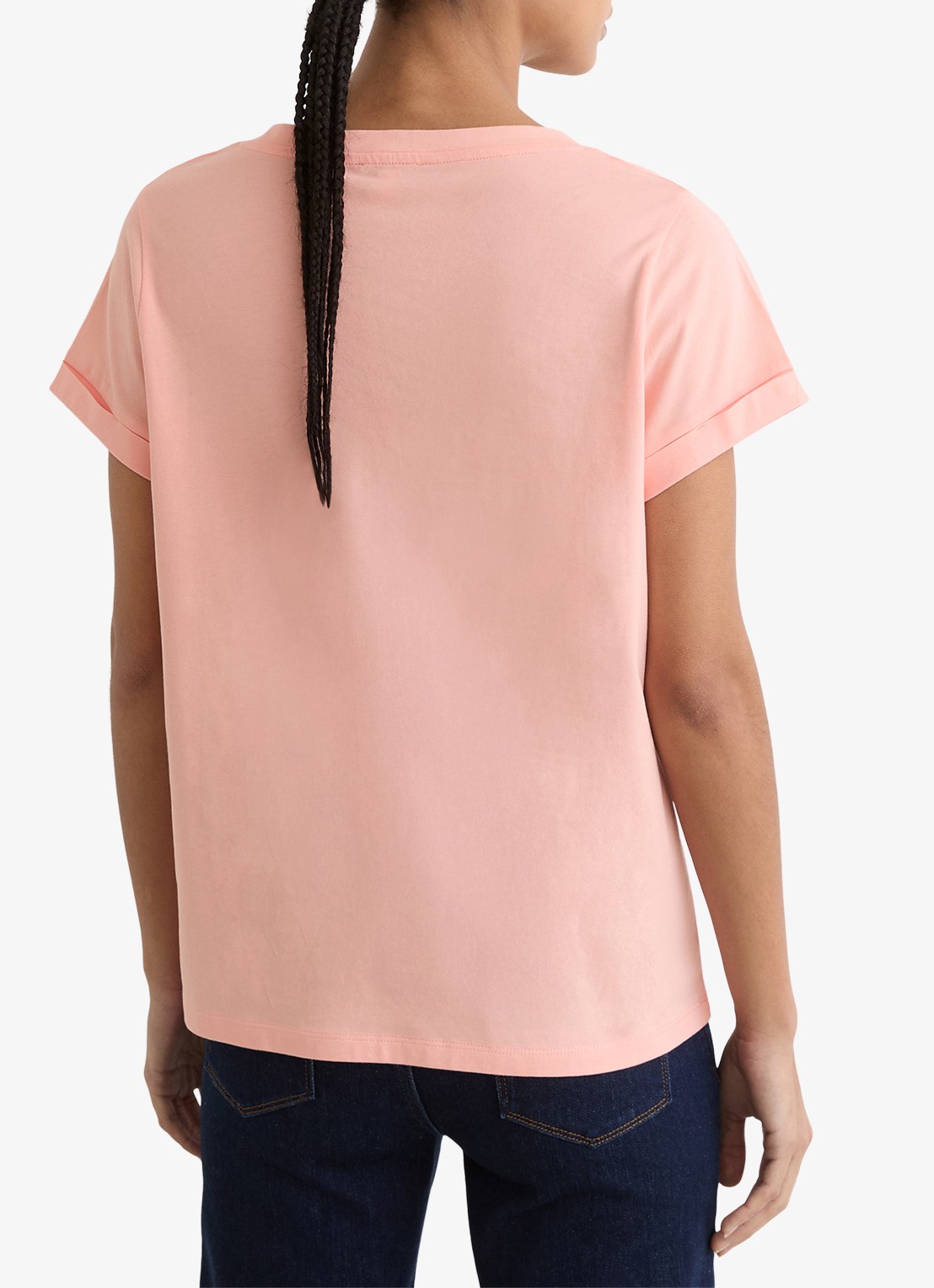 Reiss Luna T-shirt met V-hals  - achterkant oudroze