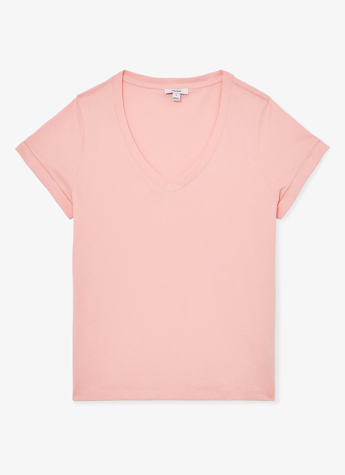 Reiss Luna T-shirt met V-hals  - voorkant 2 oudroze