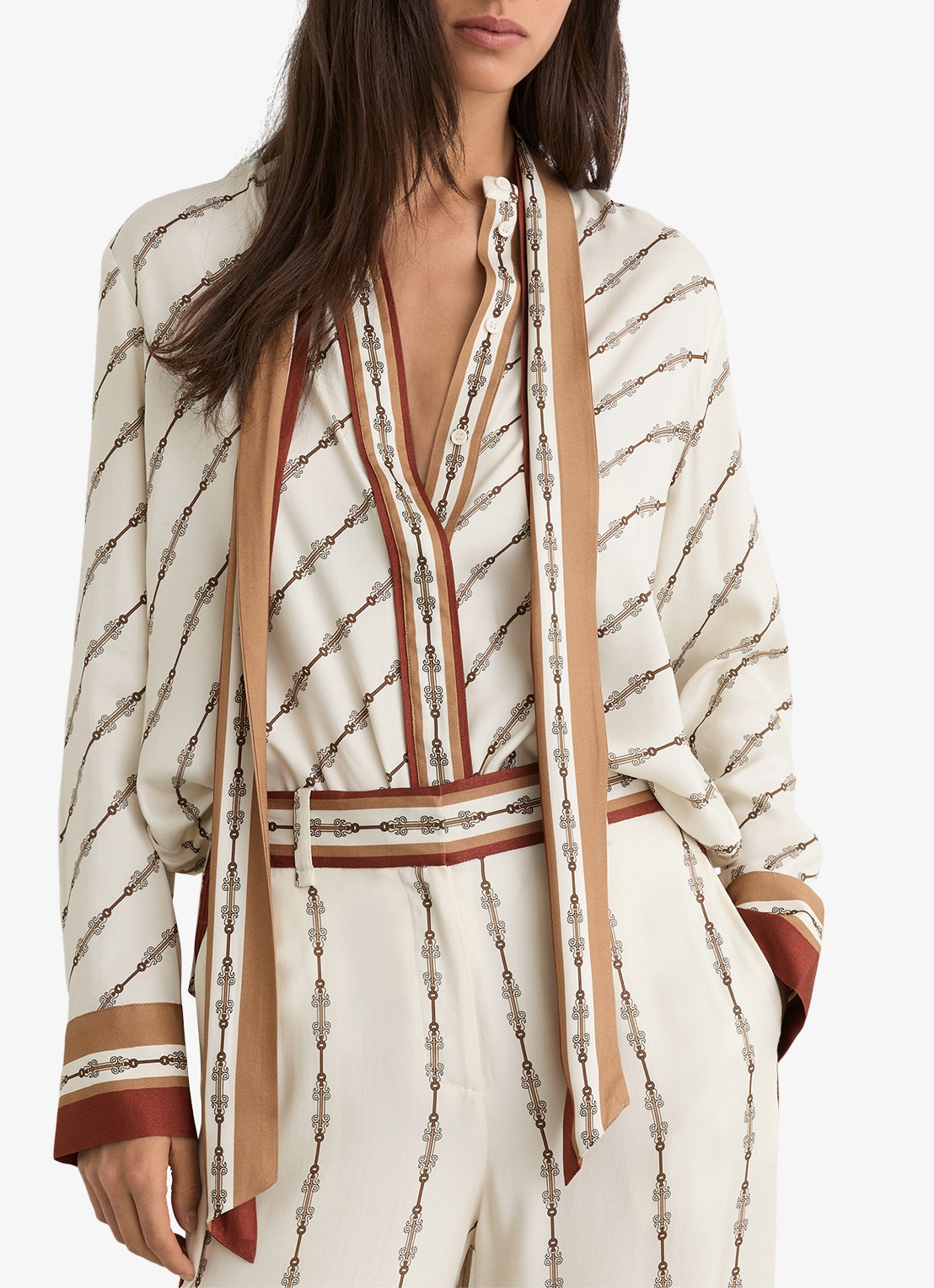 Reiss Lydia blouse met print - detail wit