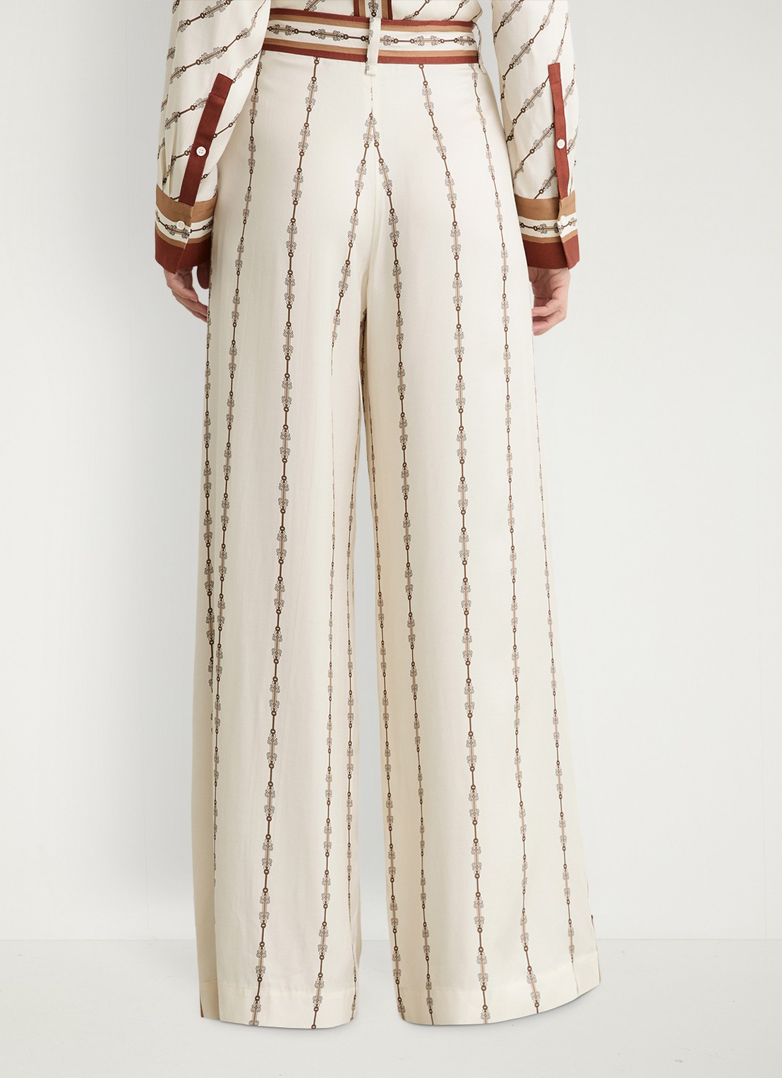 Reiss Lydia high waist wide fit pantalon met print - achterkant 6 wit