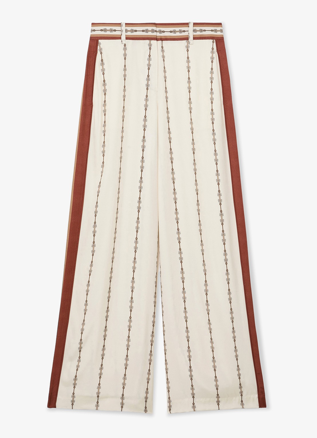 Reiss Lydia high waist wide fit pantalon met print - voorkant wit