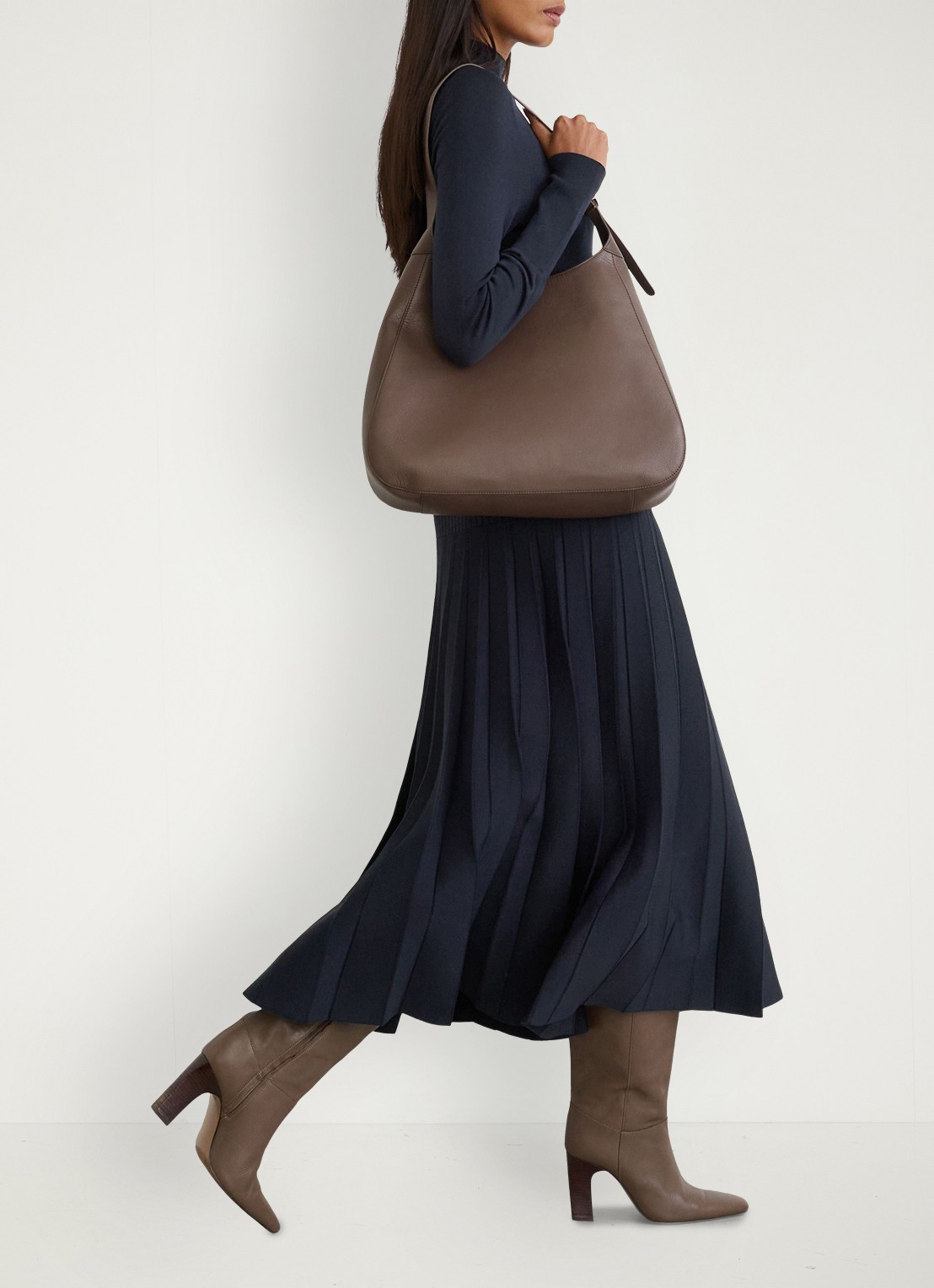 Reiss Lydia ribgebreide maxi jurk met ceintuur - detail 4 blauw