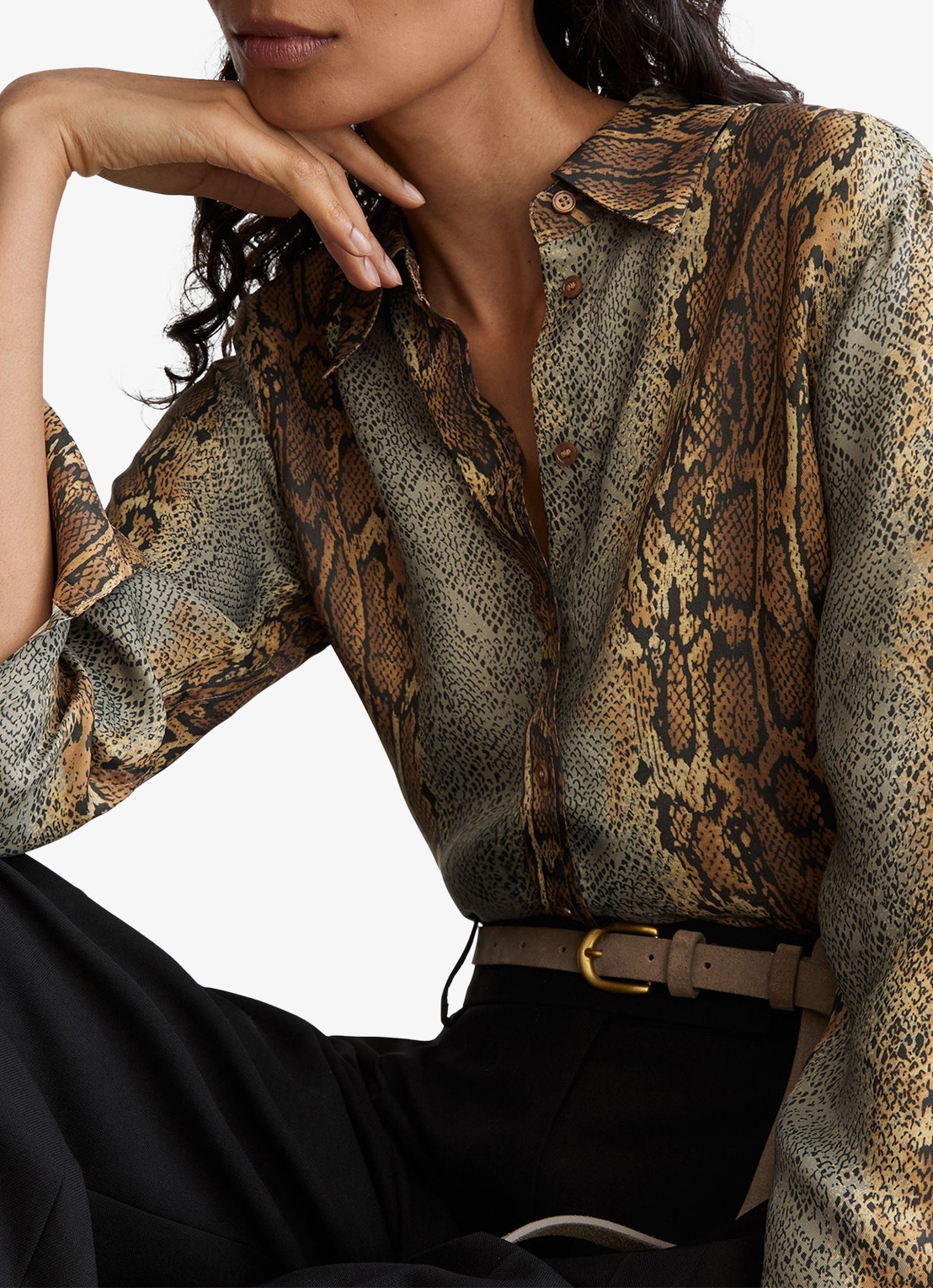 Reiss LYLA blouse met slangenprint  - detail 6 multicolor
