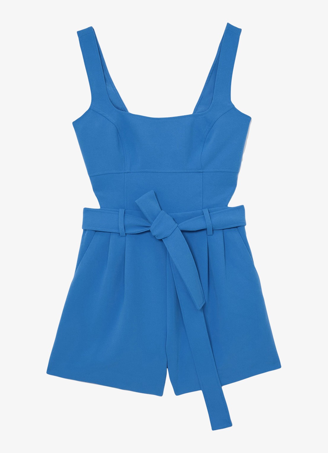 Reiss Lyon straight fit playsuit met cut-out detail en strikceintuur - voorkant 2 donkerblauw