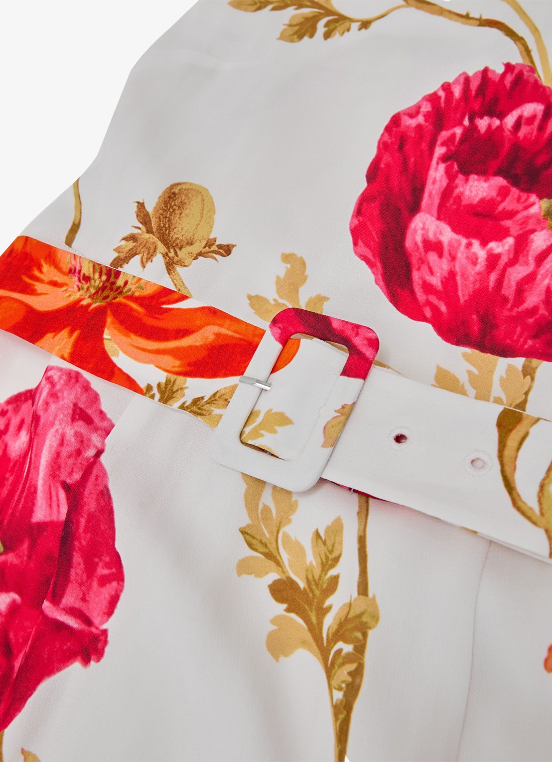 Reiss Lyra midi jurk met bloemenprint en ceintuur - detail 2 roze