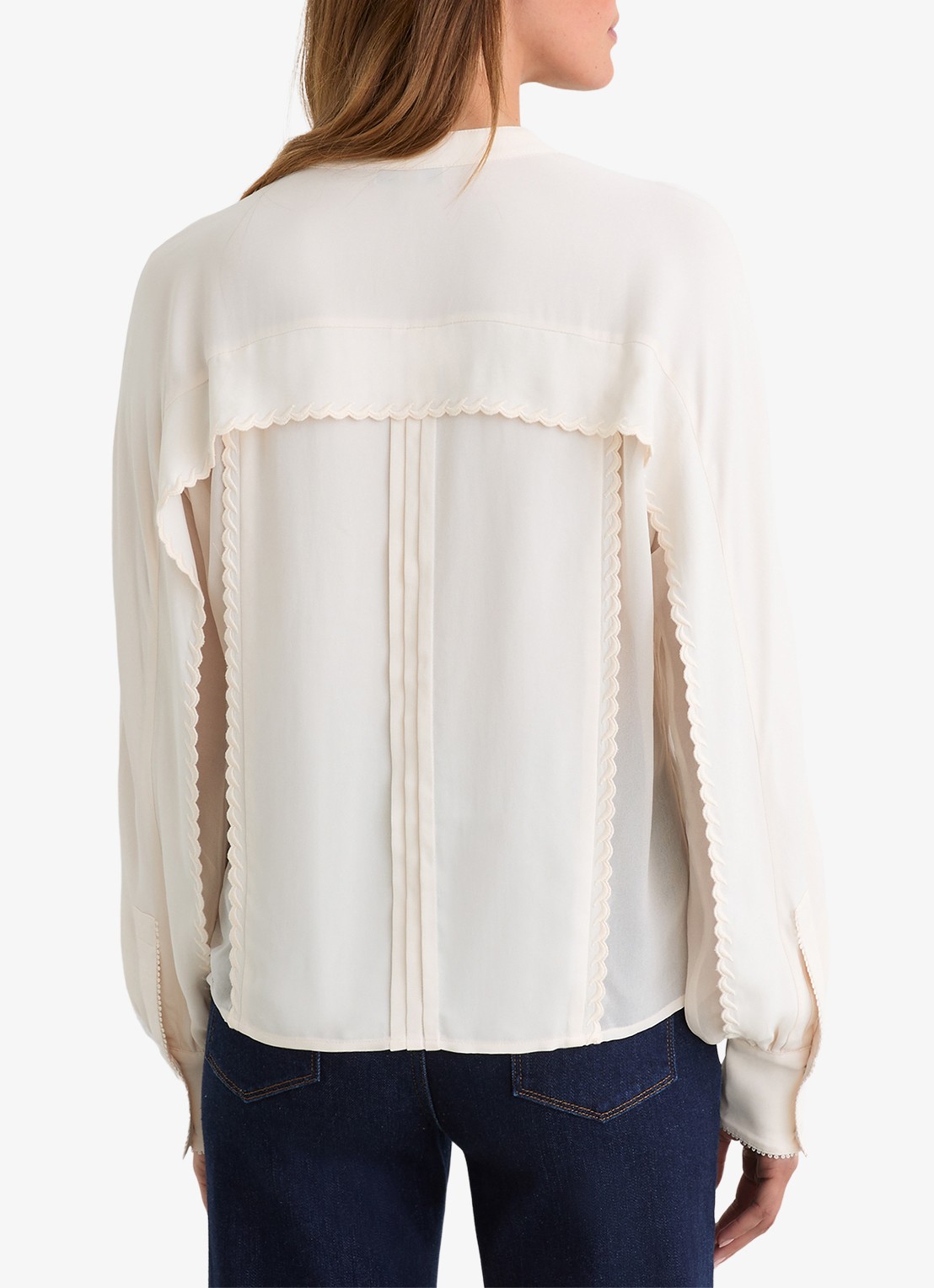 Reiss Maddie blouse met plooidetail - achterkant 5 beige