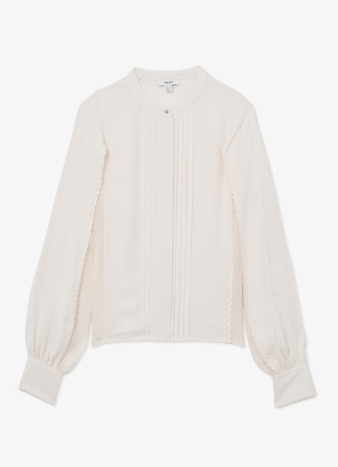 Reiss Maddie blouse met plooidetail - voorkant 6 beige