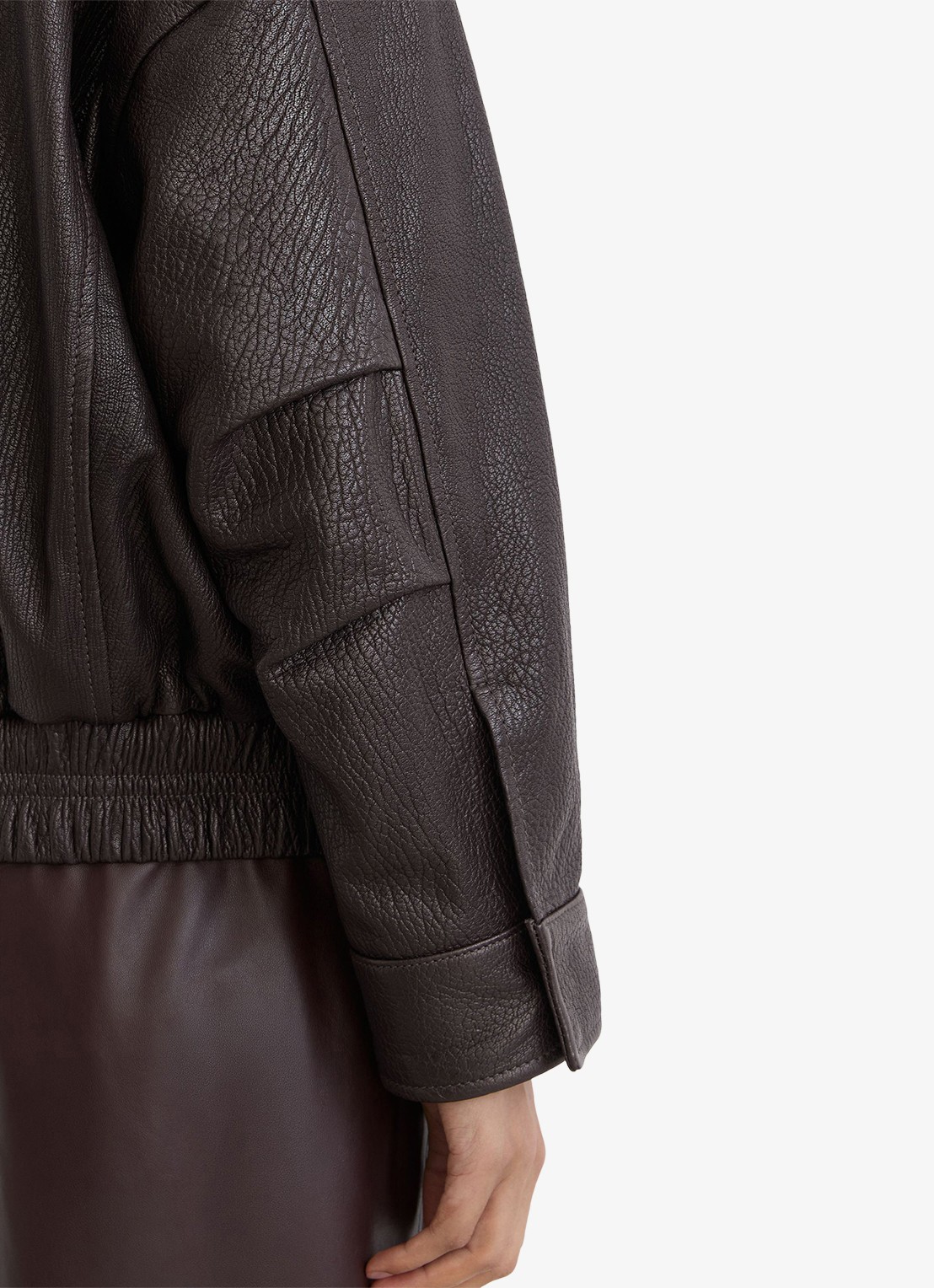 Reiss Maeve jack van leer met opstaande kraag - detail 7 bruin
