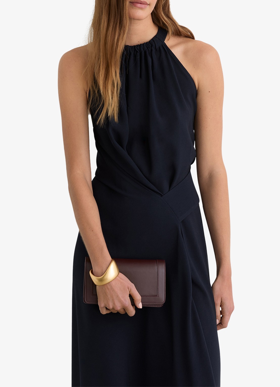 Reiss Maeve midi jurk met gedrapeerd detail - detail 3 blauw