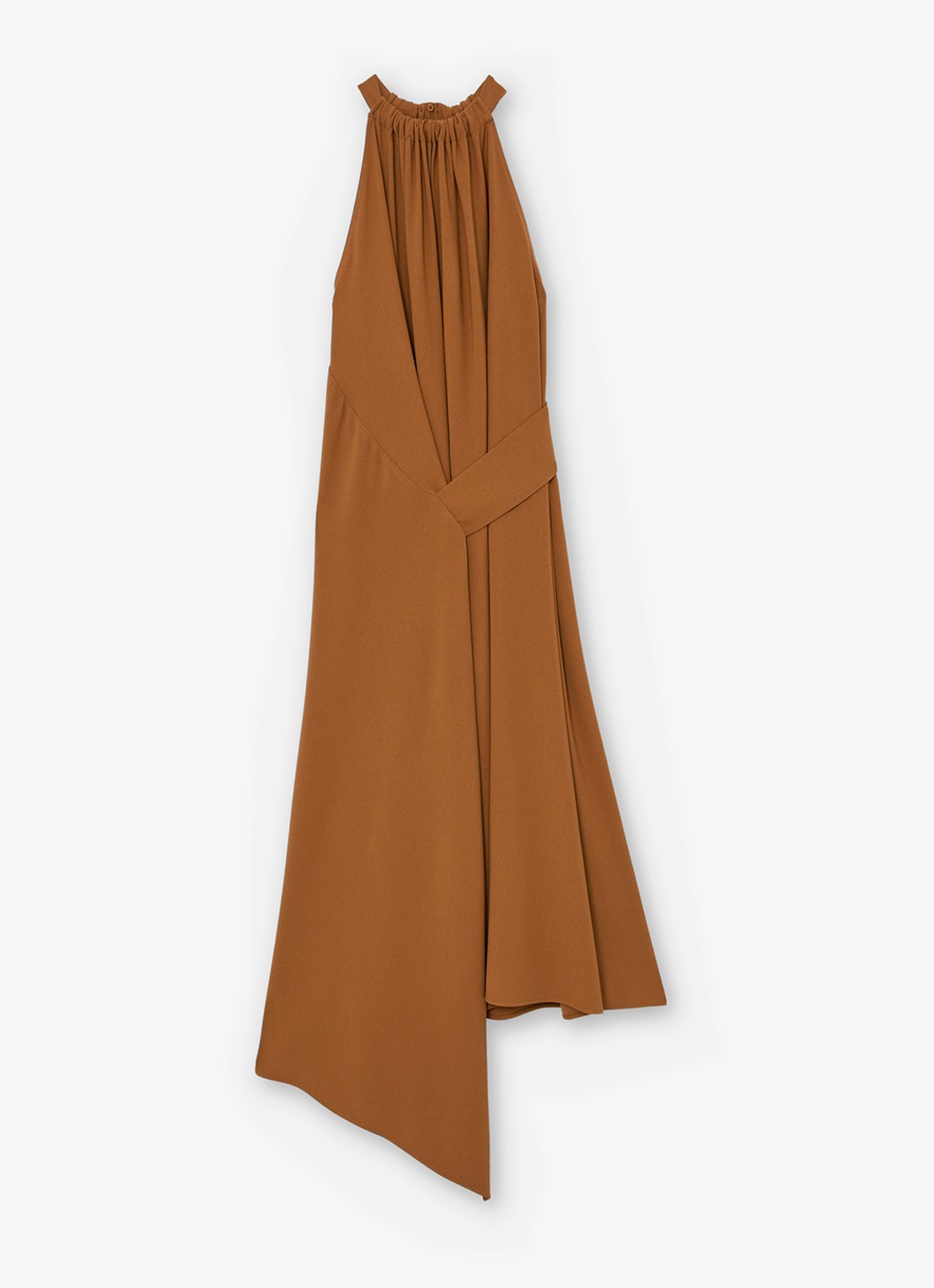 Reiss Maeve midi jurk met gedrapeerd detail - voorkant 6 oranje
