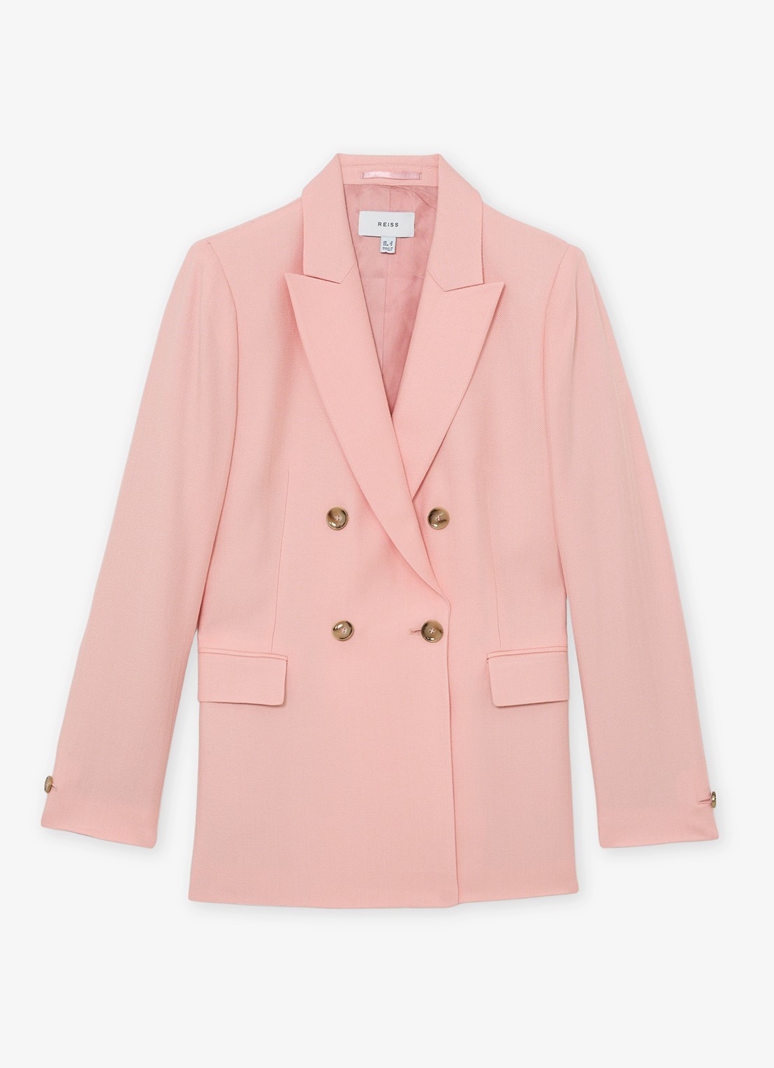 Reiss Magda double-breasted blazer met klepzakken  - voorkant oudroze