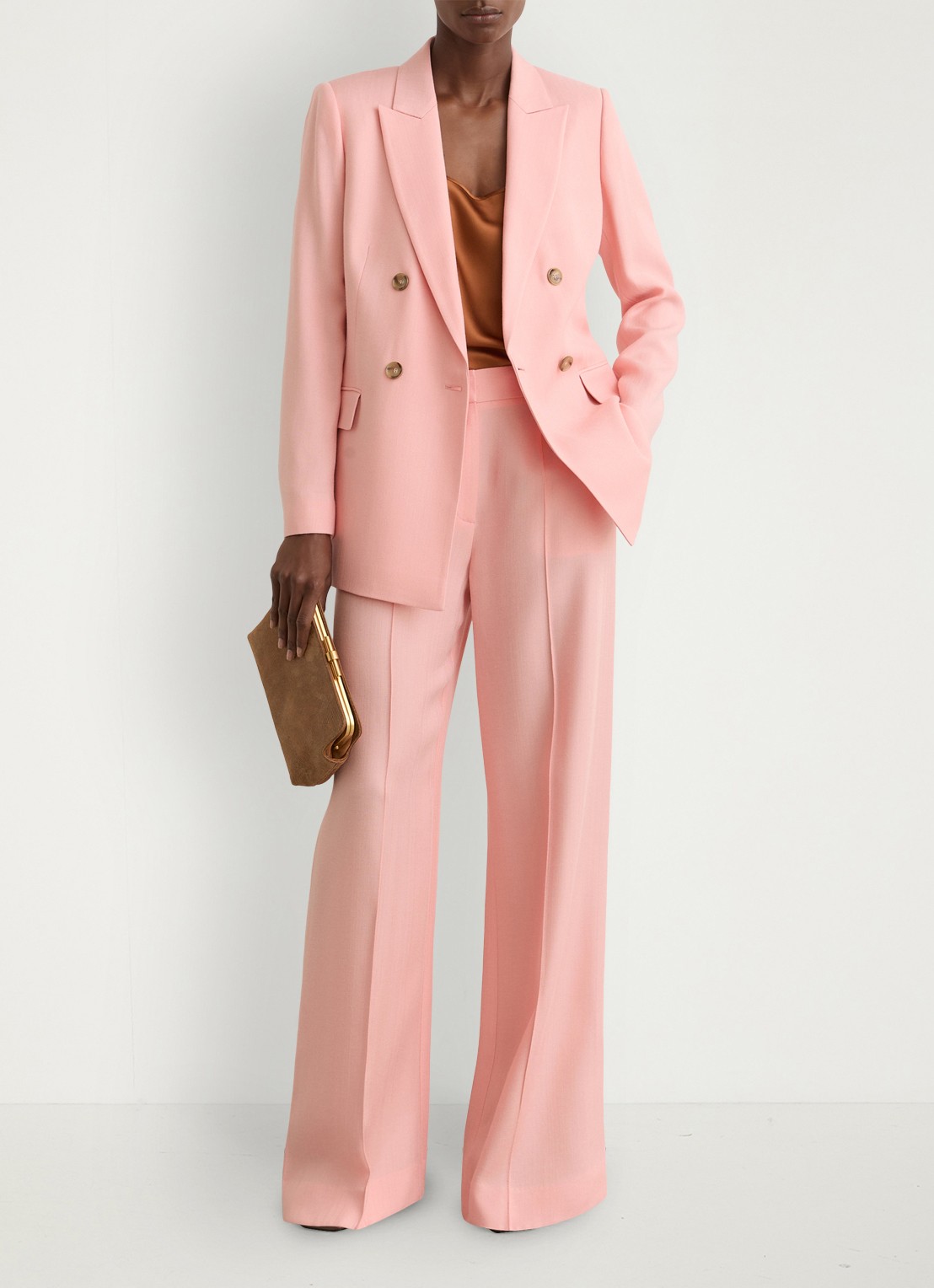 Reiss Magda double-breasted blazer met klepzakken  - voorkant 2 oudroze