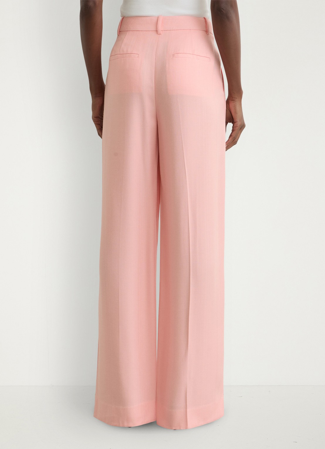 Reiss Magda wide leg pantalon met steekzakken - achterkant oudroze