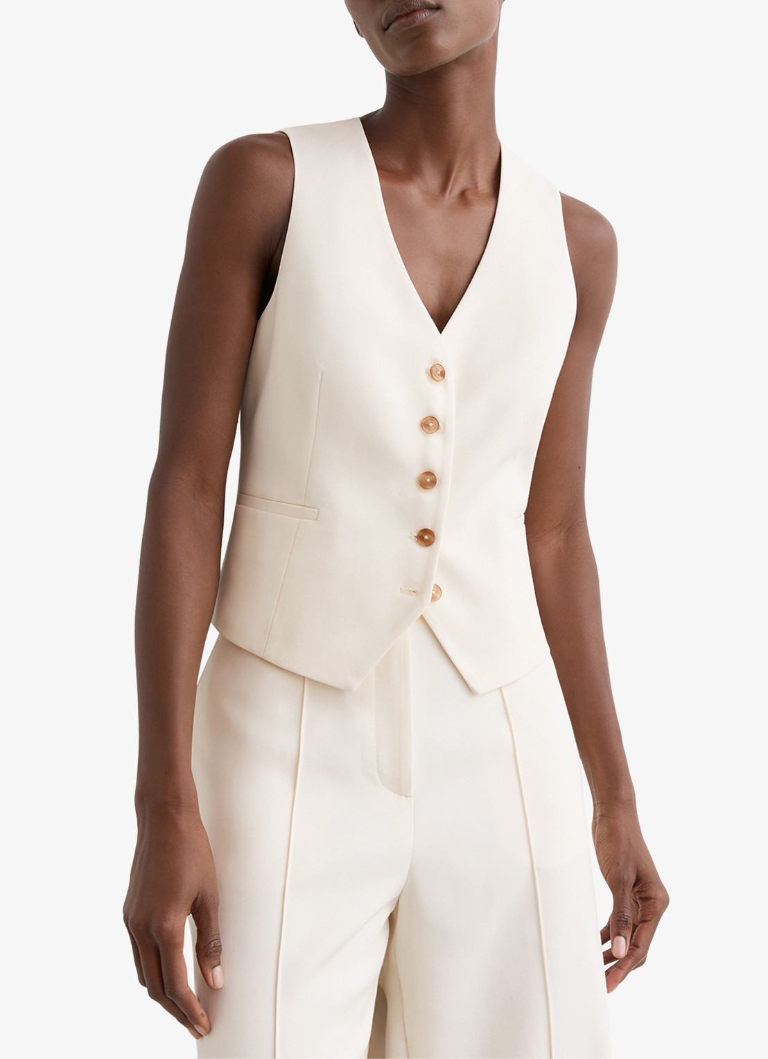 Reiss Malin gilet met V-hals - detail 4 creme