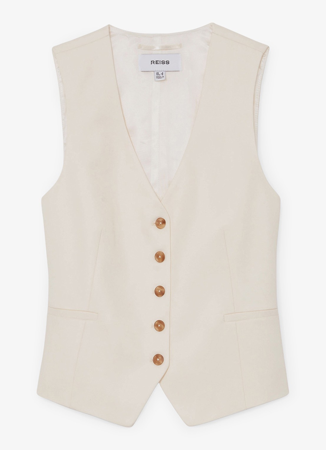 Reiss Malin gilet met V-hals - voorkant 2 creme
