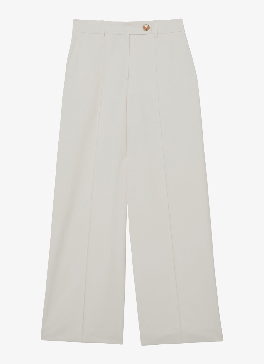 Reiss Malin wide fit pantalon met steekzakken - voorkant 2 beige