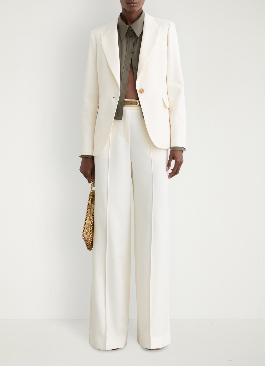 Reiss Malin wide fit pantalon met steekzakken - voorkant 3 beige
