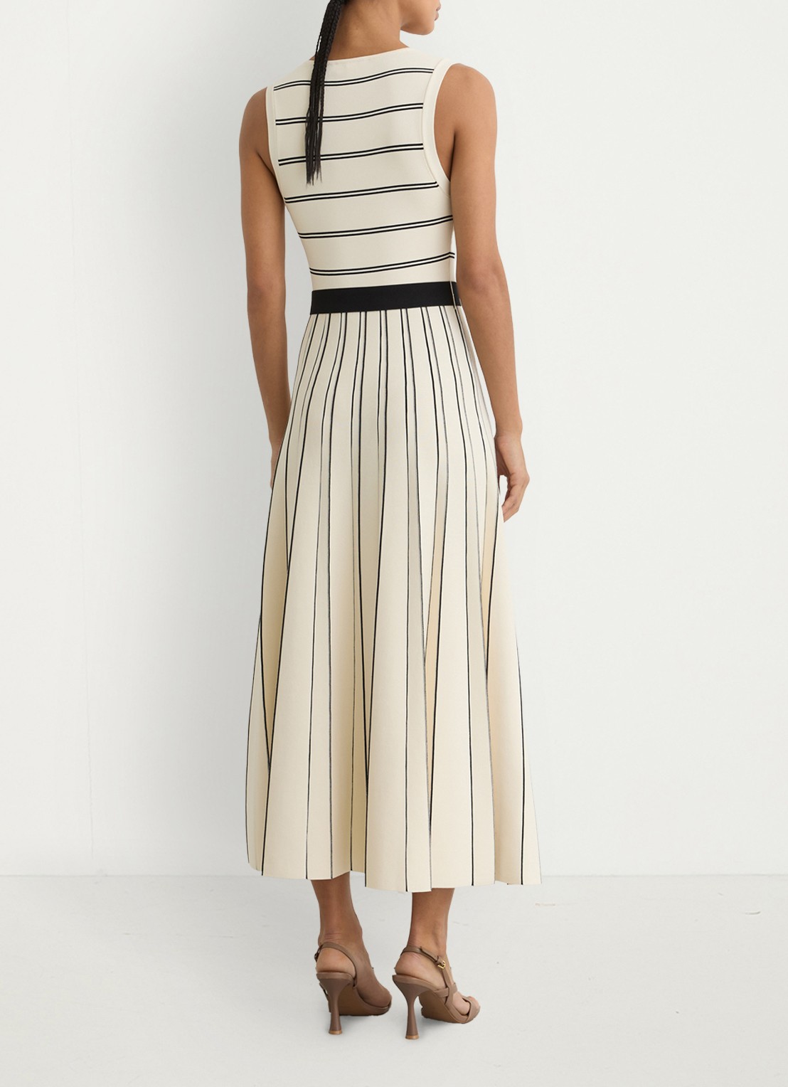 Reiss Mallory midi jurk met plooien  - achterkant 6 beige