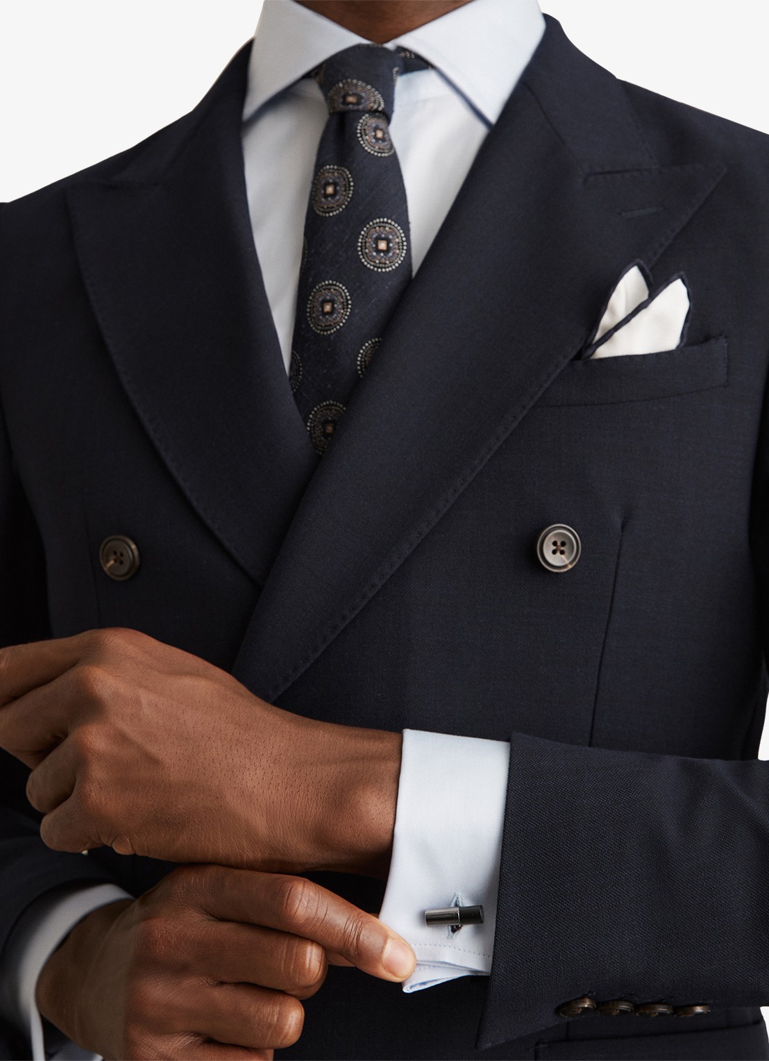 Reiss Manchetknopen met logo - voorkant 4 zwart