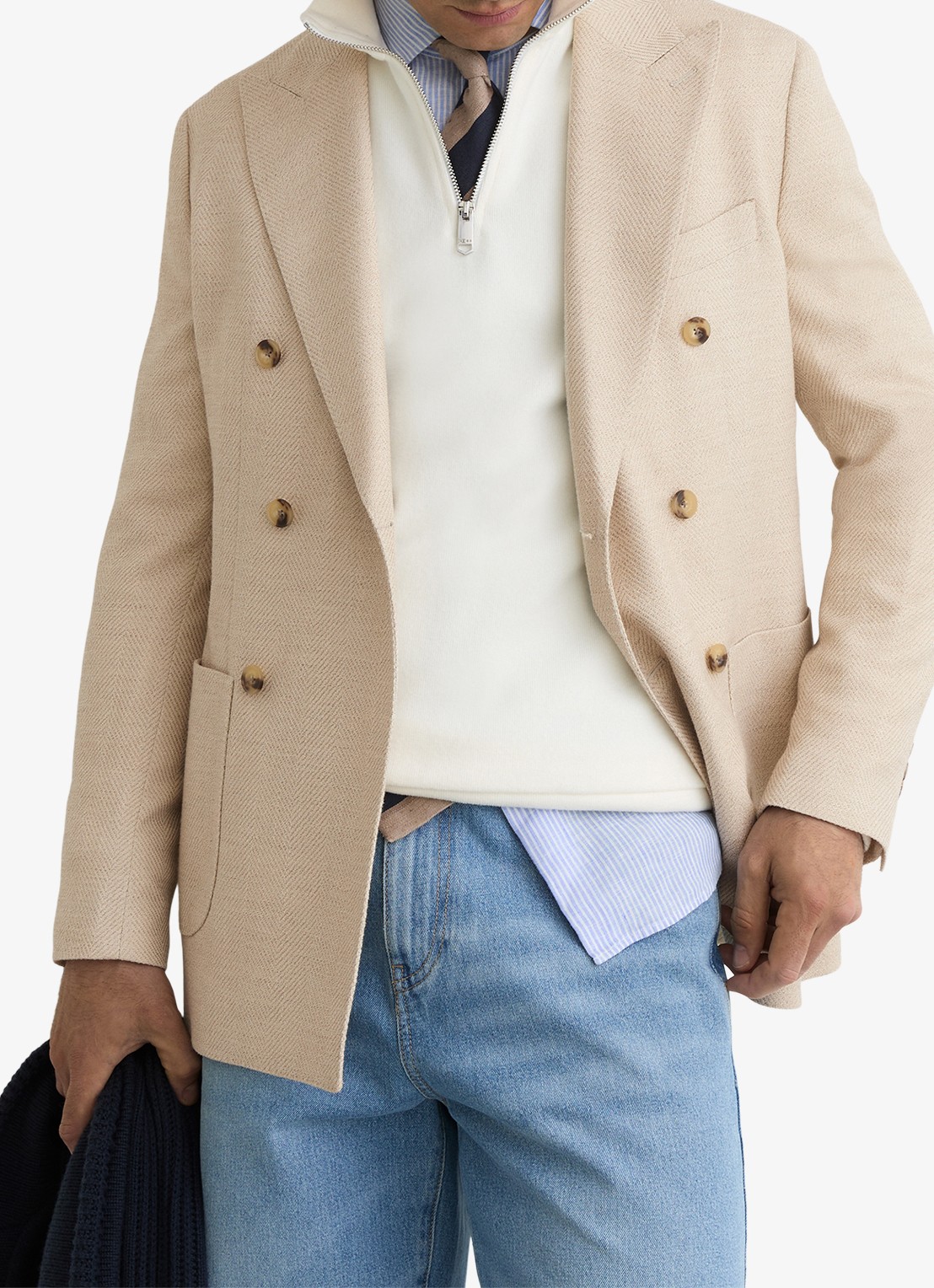 Reiss Manci Double-breasted colbert met opgestikte zakken - detail 4 stone / beige