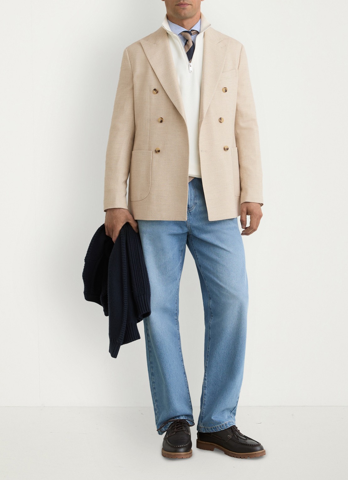 Reiss Manci Double-breasted colbert met opgestikte zakken - voorkant 2 stone / beige