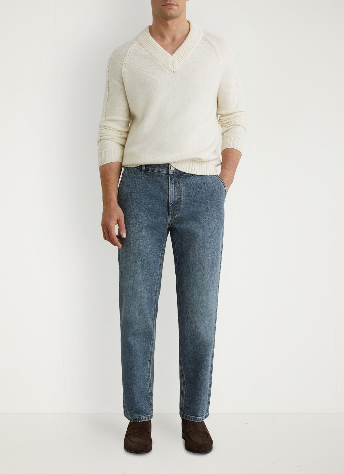 Reiss Manhattan straigt let jeans met steekzakken - voorkant 2 indigo