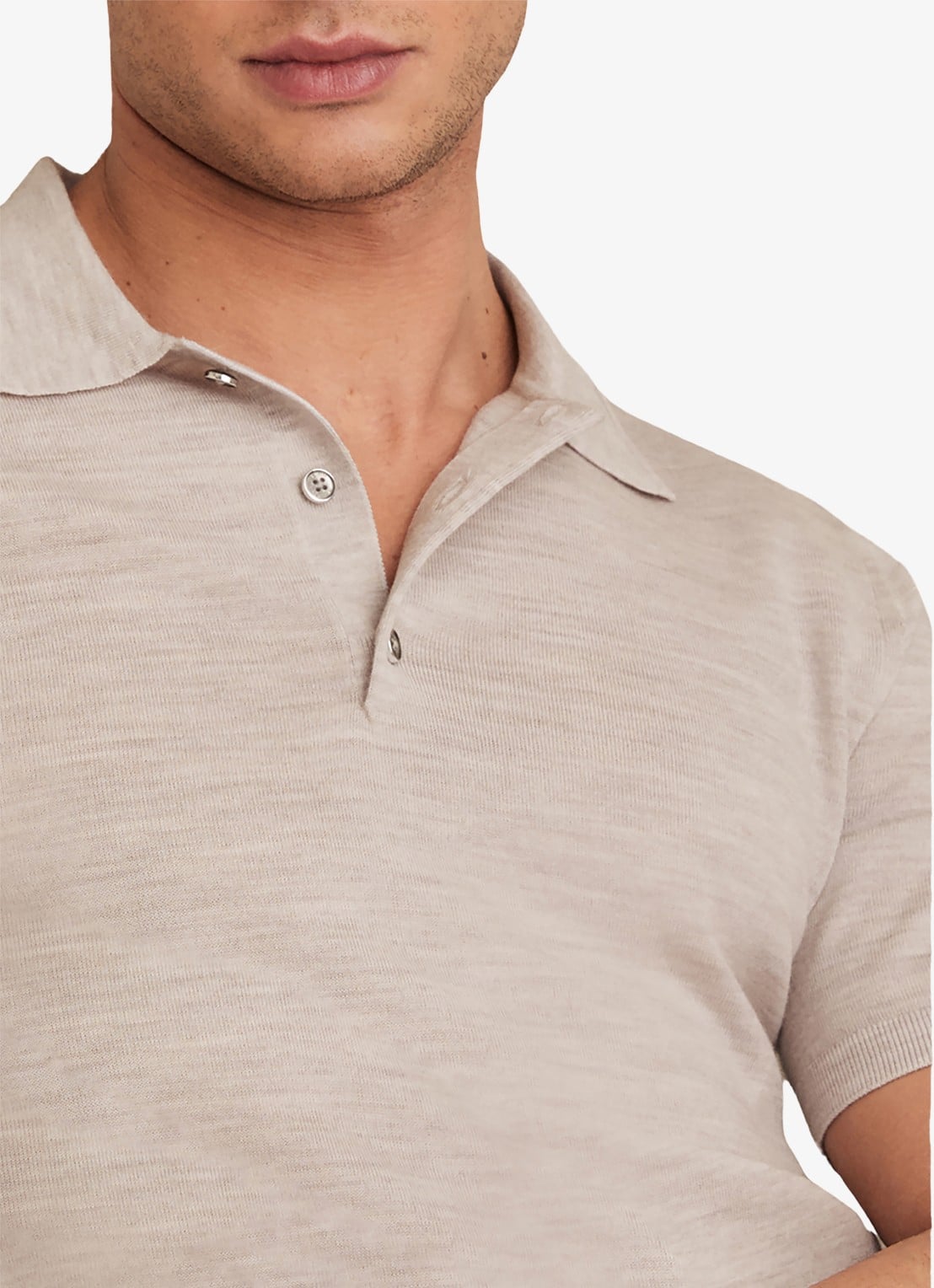 Reiss Manor regular fit polo van merino wol - detail creme