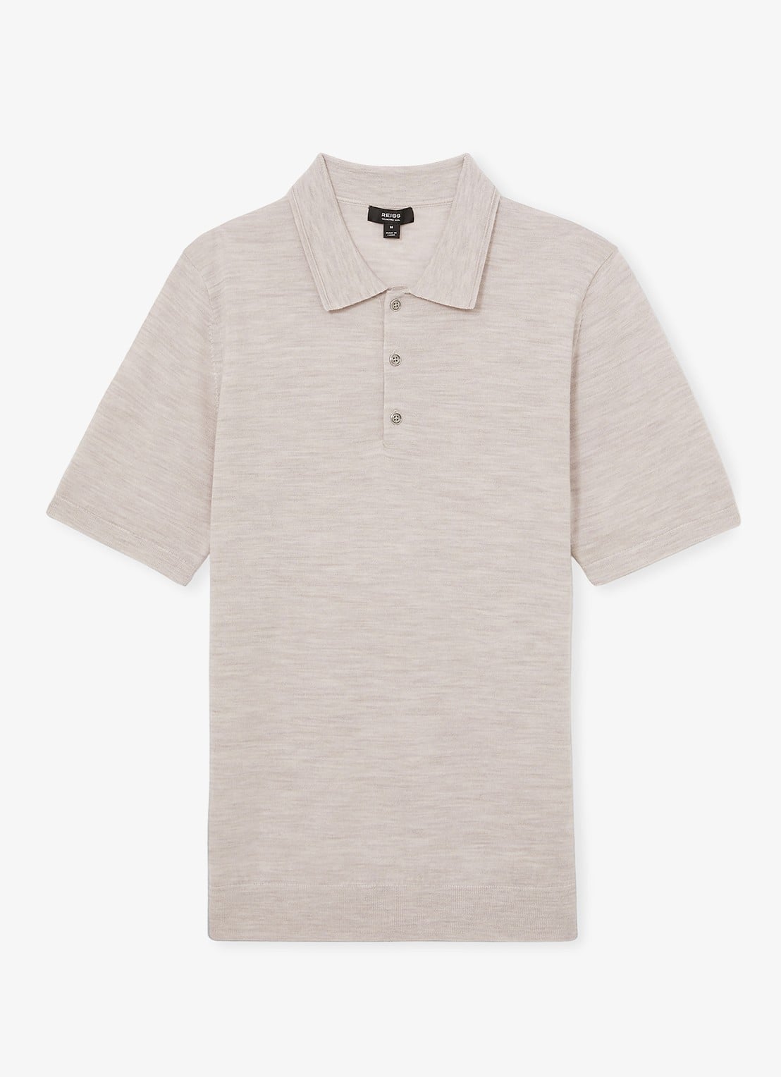 Reiss Manor regular fit polo van merino wol - voorkant 4 creme