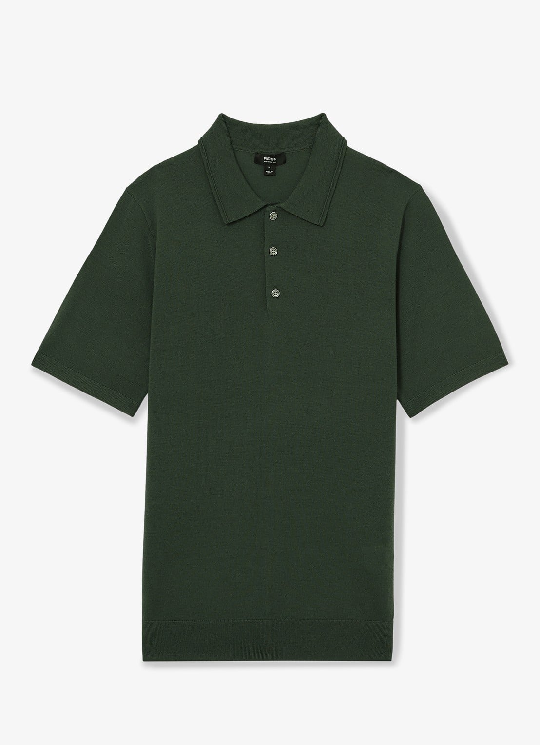 Reiss Manor regular fit polo van merino wol - voorkant 2 donkergroen