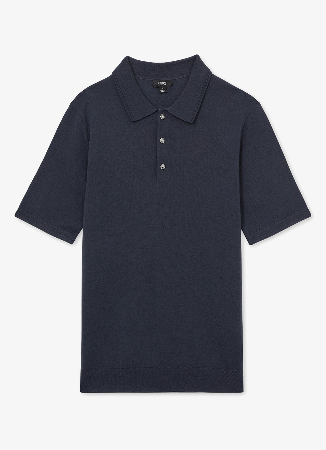 Reiss Manor regular fit polo van merino wol - voorkant donkerblauw