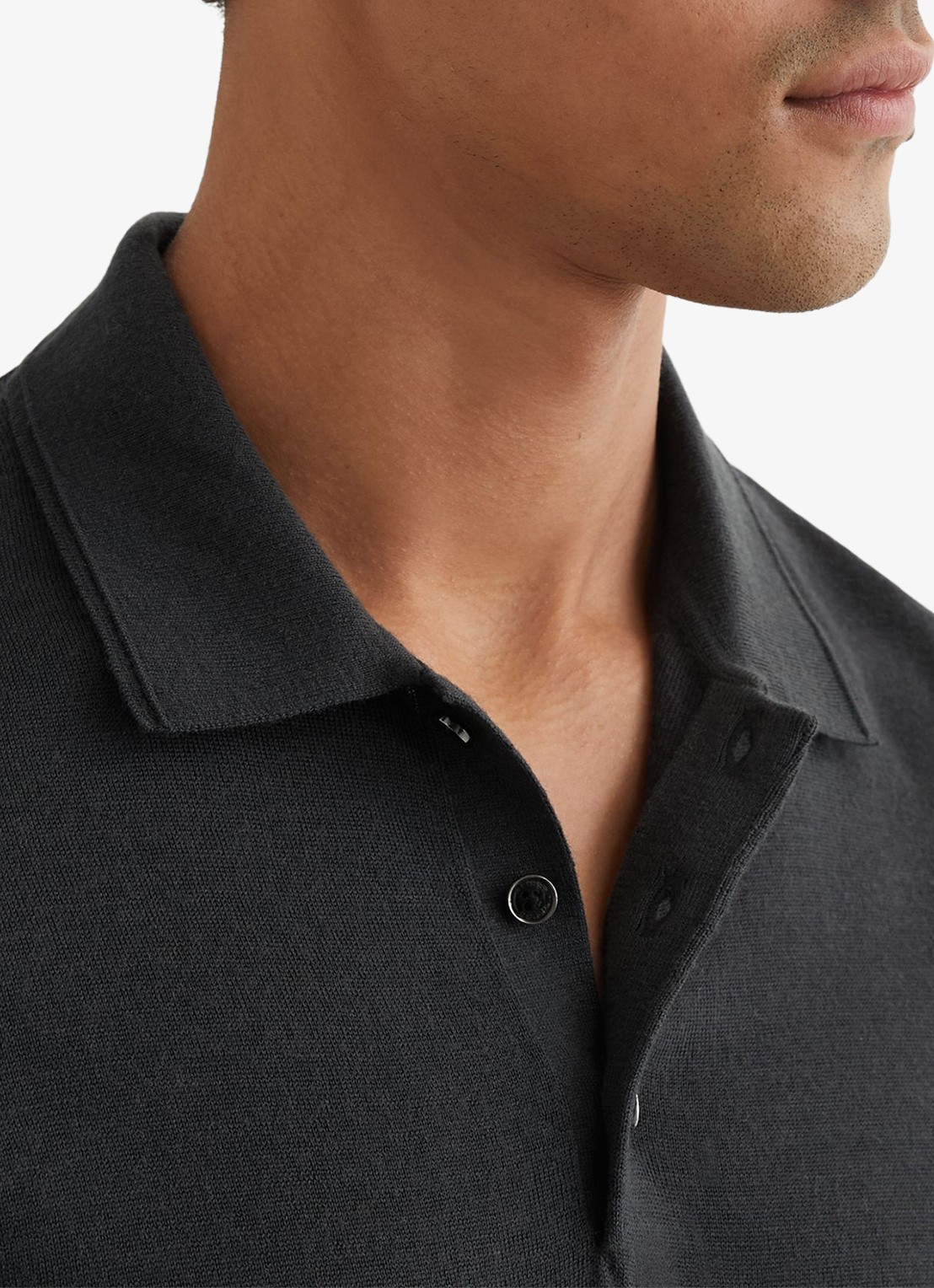 Reiss Manor regular fit polo van merino wol - detail 3 vulcan grey / grijs