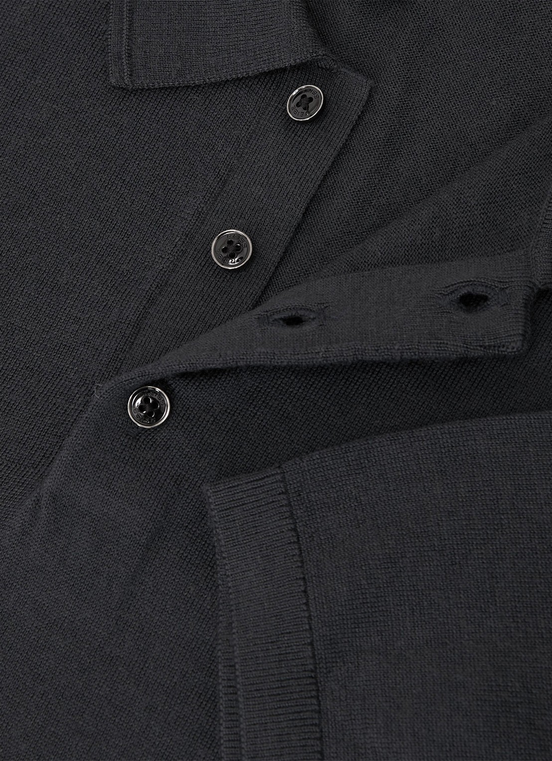 Reiss Manor regular fit polo van merino wol - detail 4 vulcan grey / grijs
