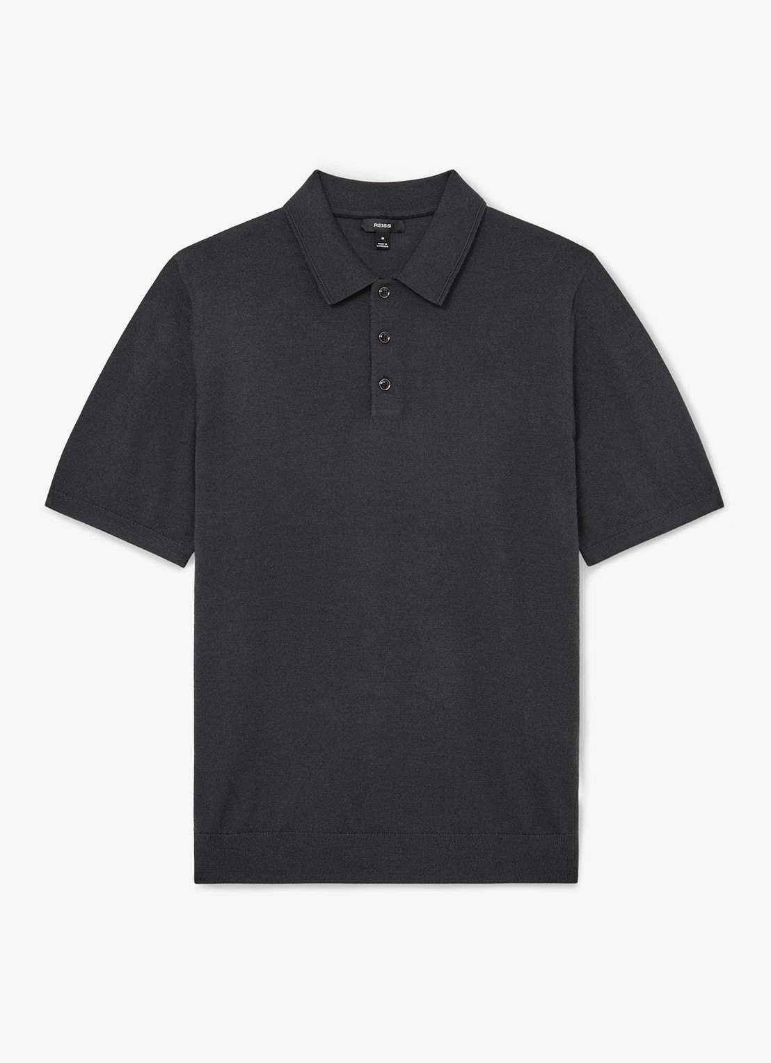 Reiss Manor regular fit polo van merino wol - voorkant 6 vulcan grey / grijs