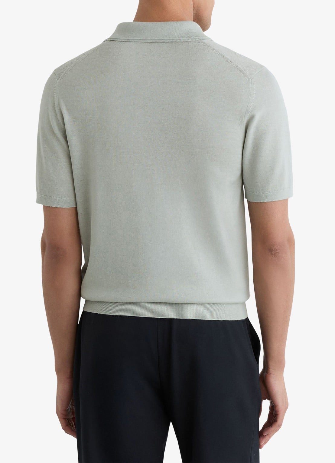 Reiss Manor regular fit polo van merino wol - achterkant 6 lichtgroen