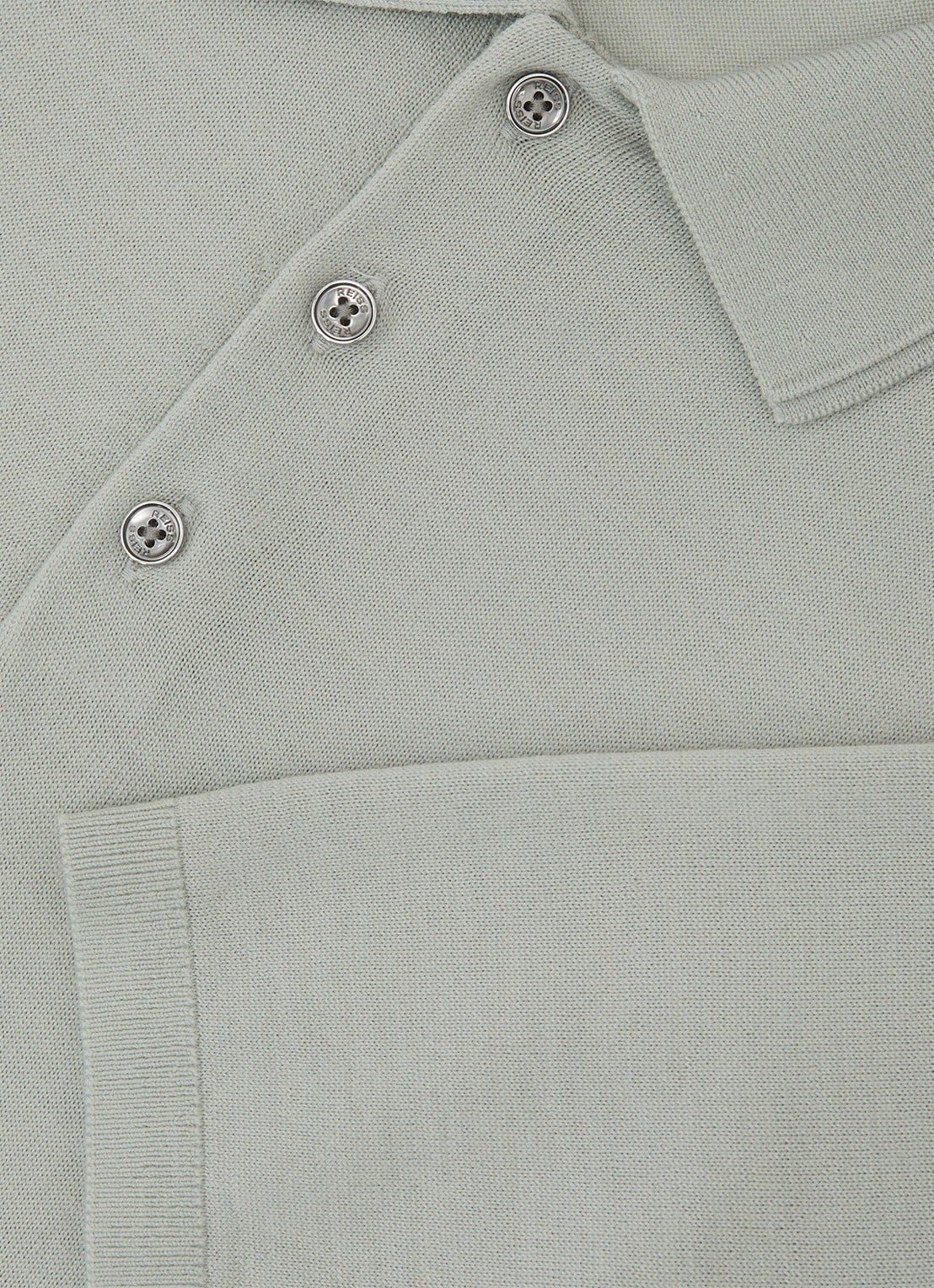 Reiss Manor regular fit polo van merino wol - detail 5 lichtgroen