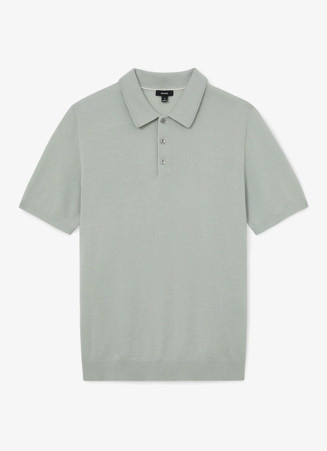 Reiss Manor regular fit polo van merino wol - voorkant lichtgroen