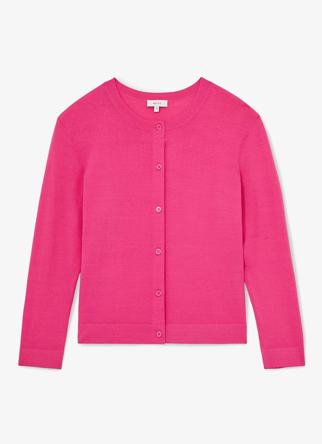 Reiss Mara fijngebreid vest met ronde hals - voorkant 2 oudroze