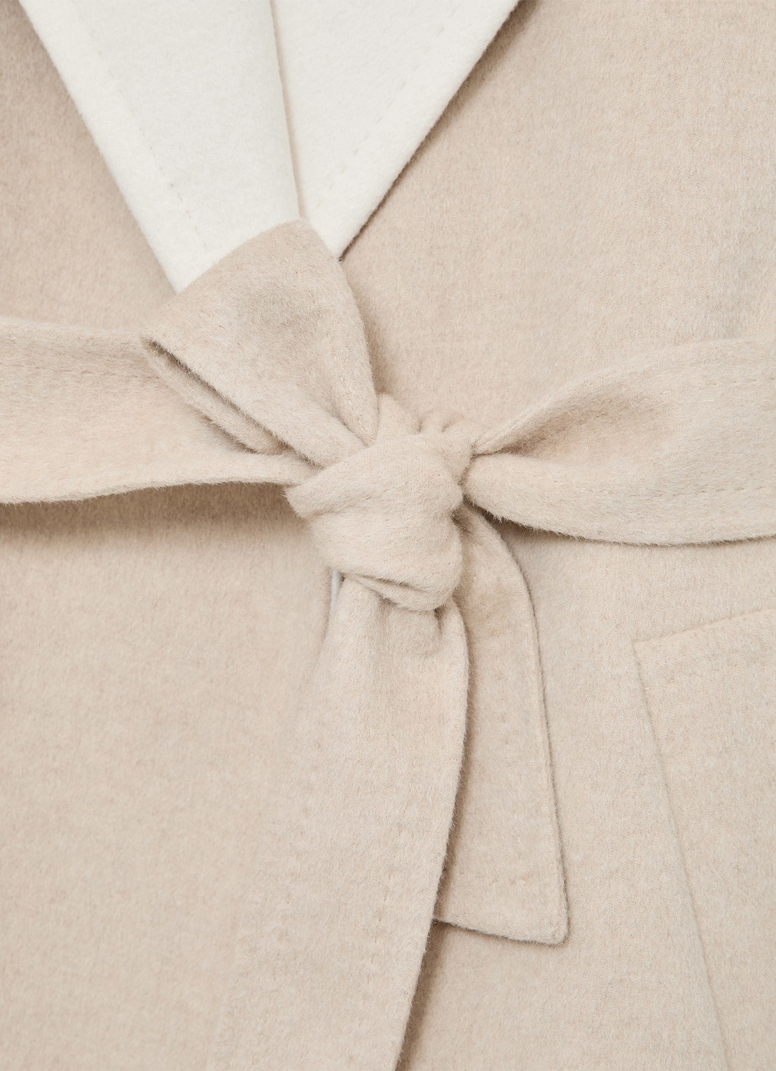 Reiss Marcela mantel van wol met strikceintuur - detail 5 beige