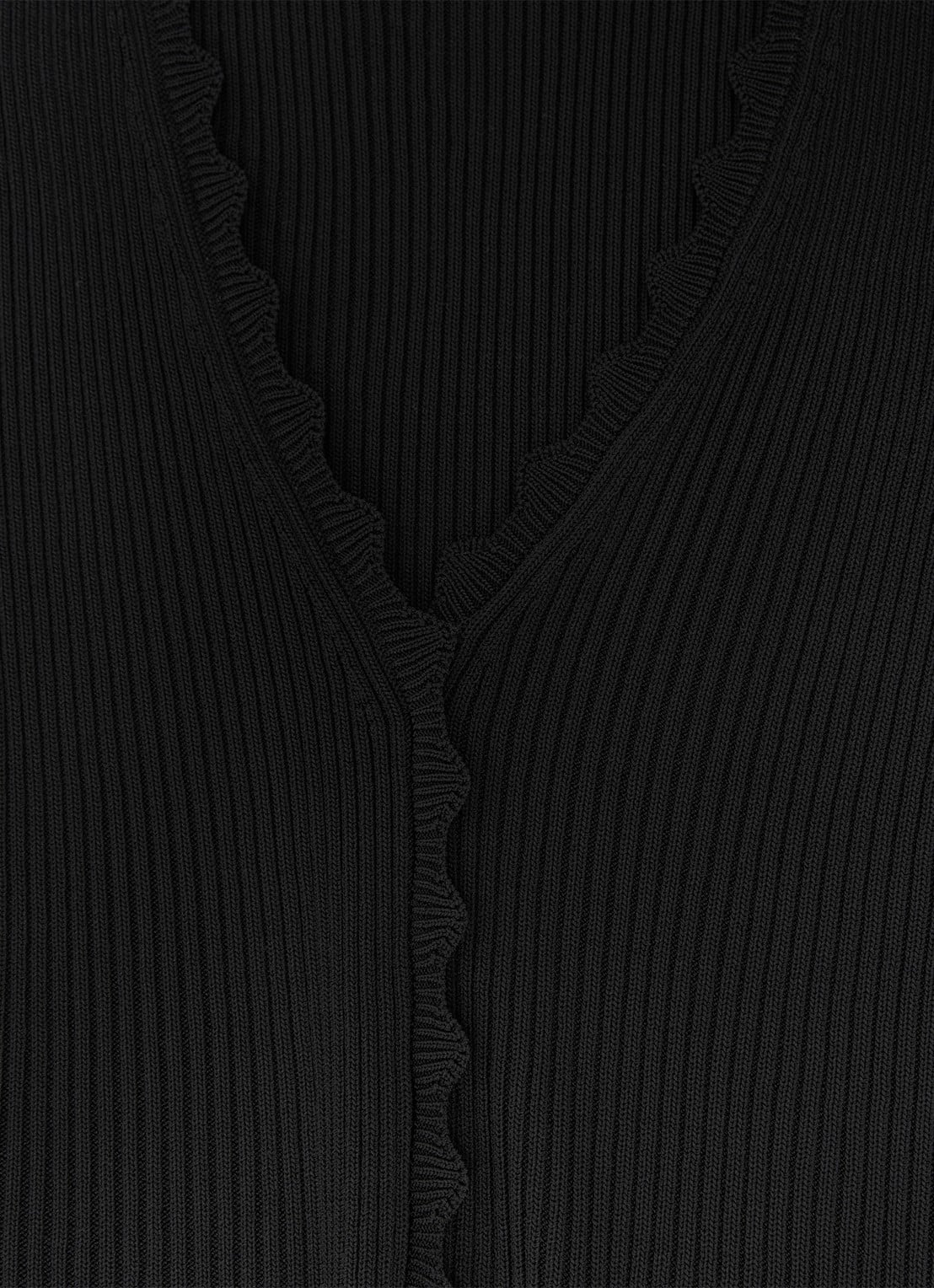 Reiss Marcy ribgebreide top met V-hals - detail 6 black / zwart