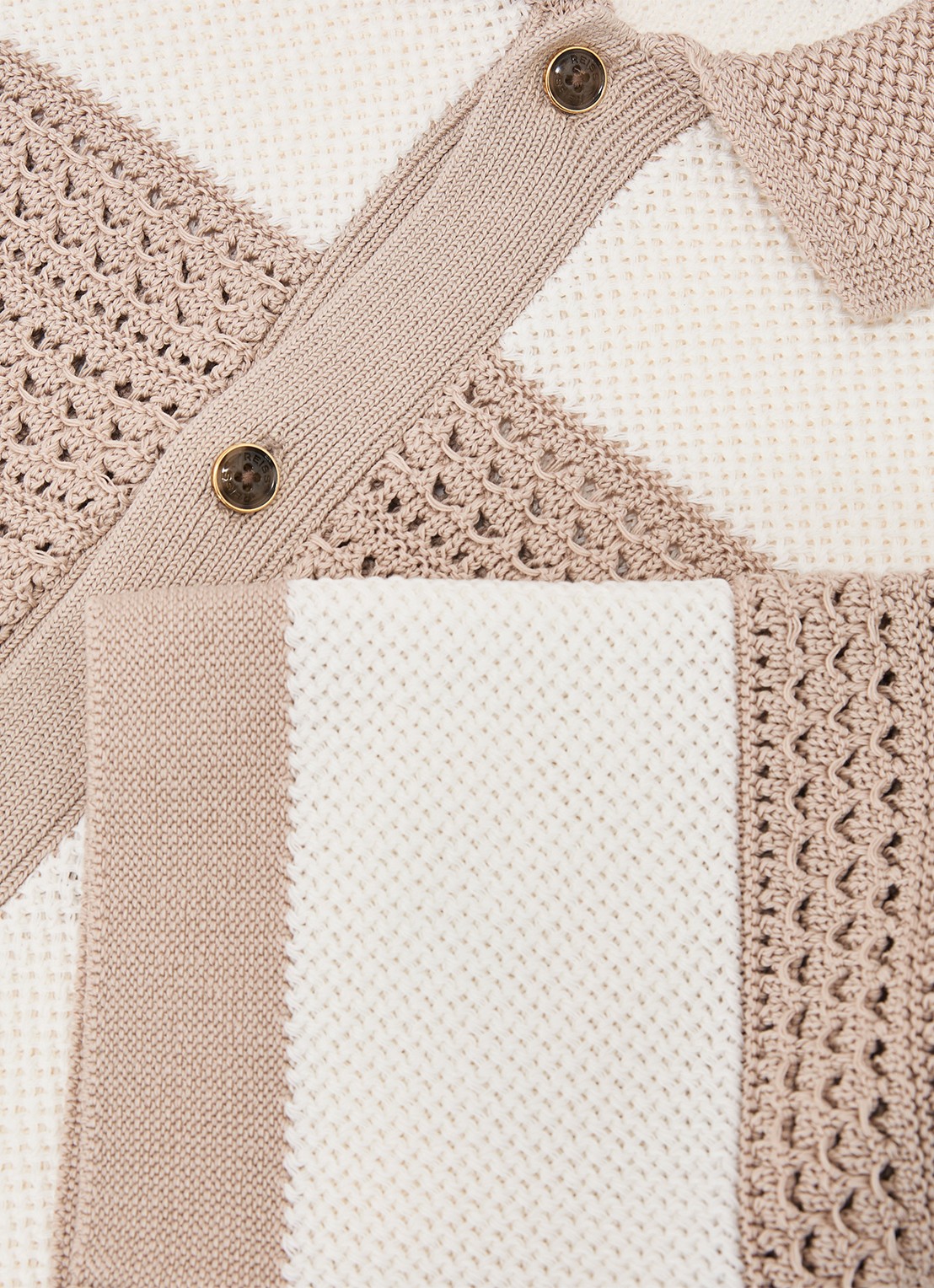 Reiss Marek grofgebreide trui met streepprint - detail 6 beige