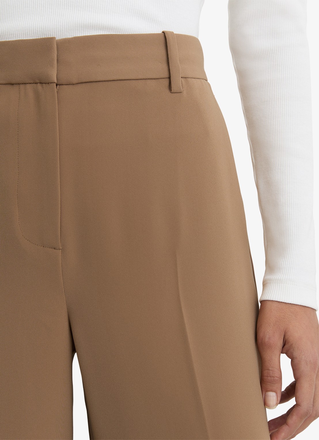 Reiss Margeaux high waist wide fit pantalon met steekzakken - detail 2 camel