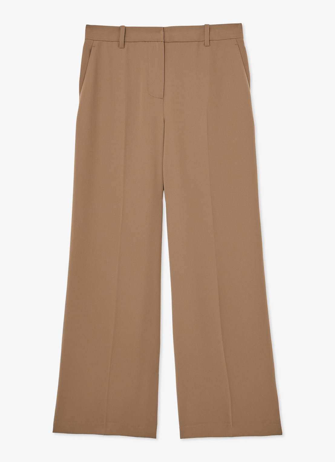 Reiss Margeaux high waist wide fit pantalon met steekzakken - voorkant 5 camel