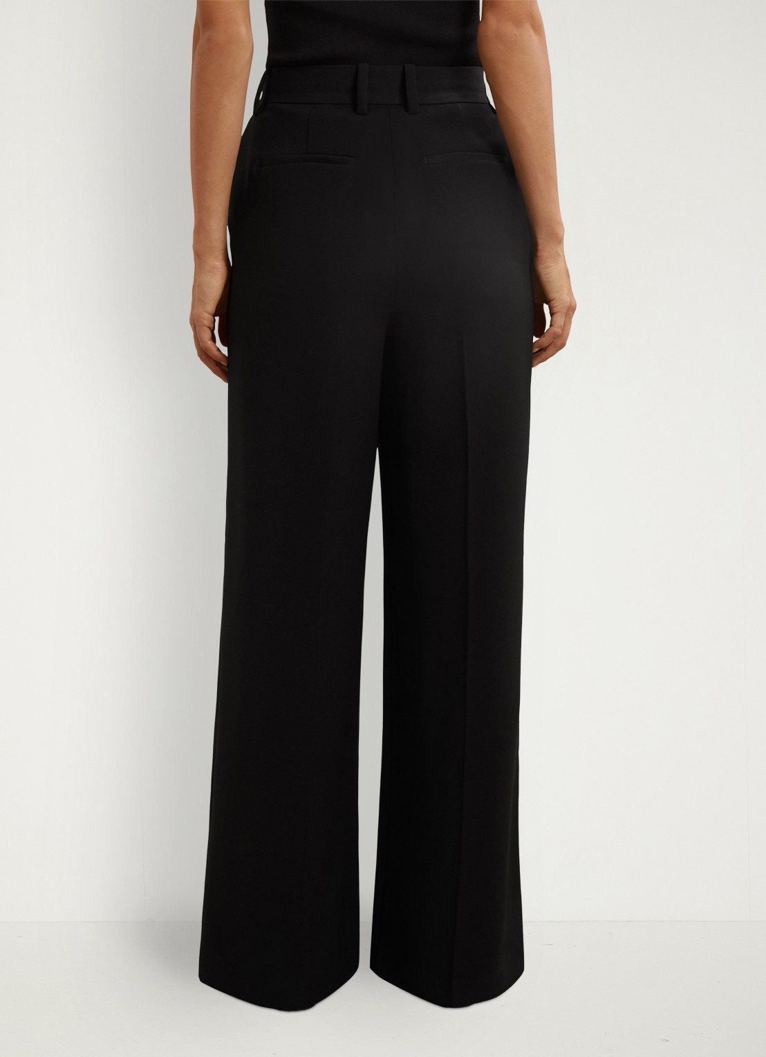 Reiss Margeaux high waist wide fit pantalon met steekzakken - achterkant 4 zwart