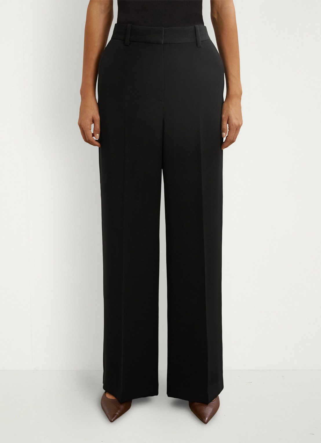Reiss Margeaux high waist wide fit pantalon met steekzakken - detail zwart