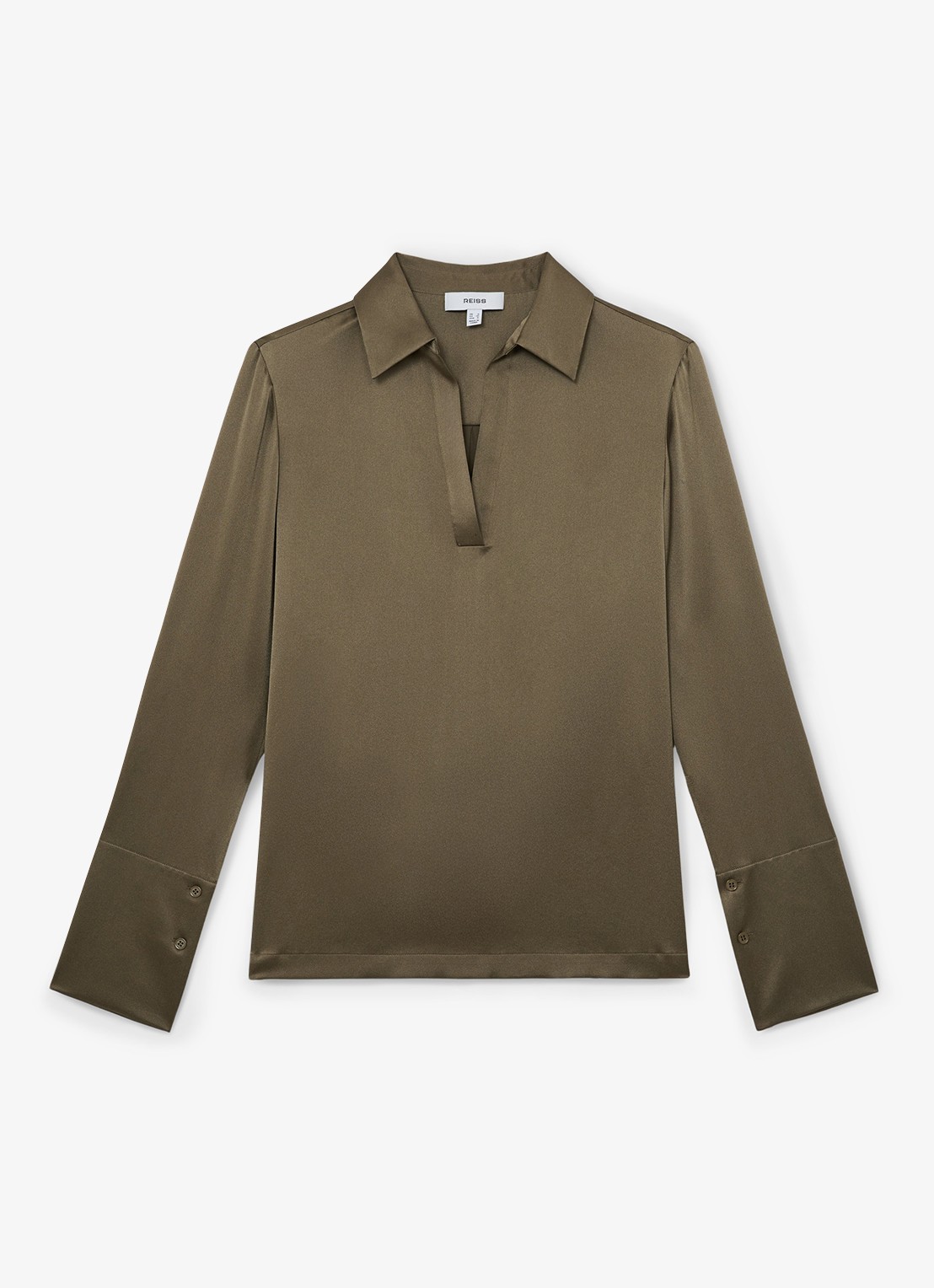 Reiss Marina tuniek van zijde - voorkant 4 khaki