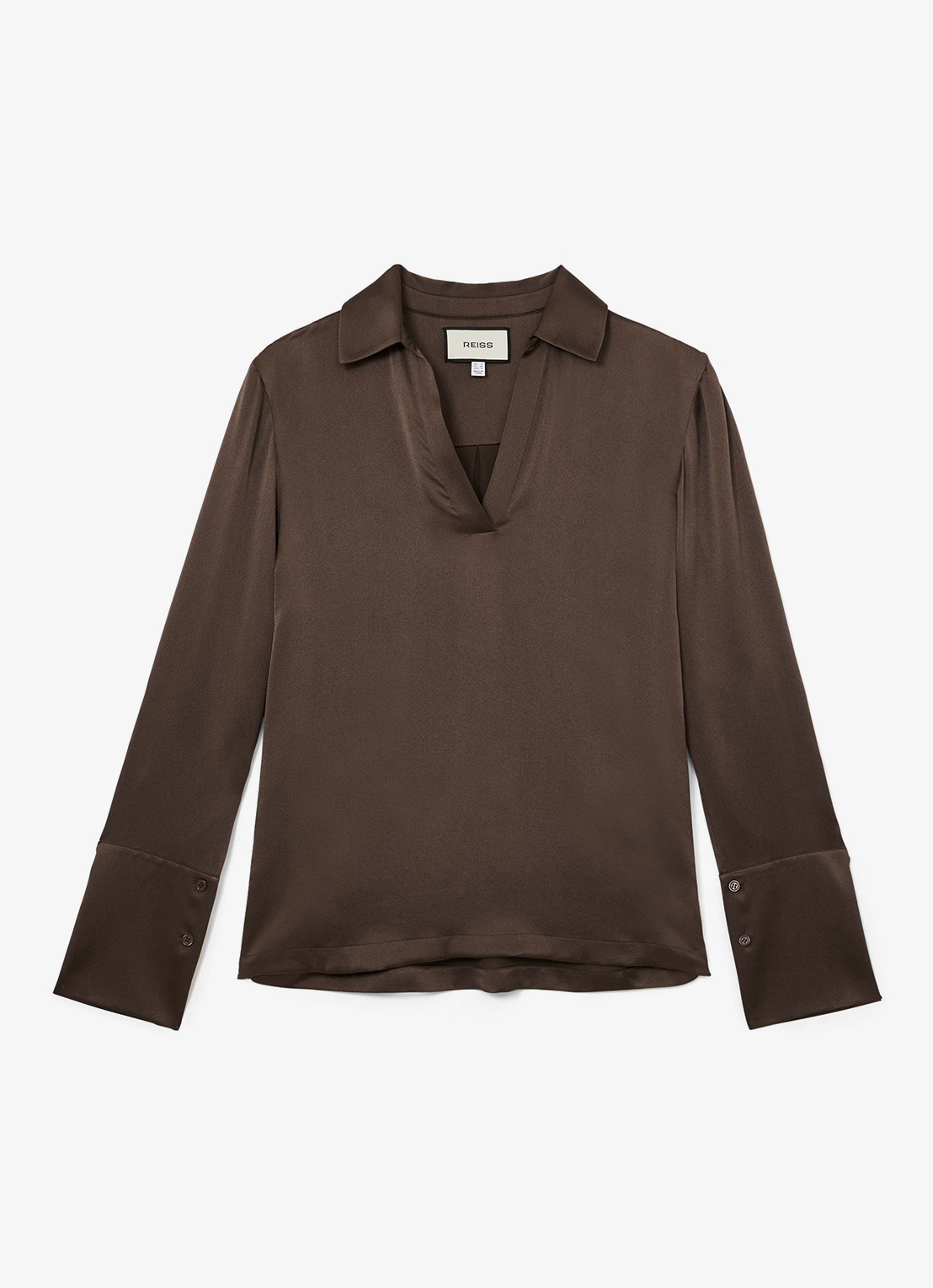Reiss Marina tuniek van zijde - voorkant 5 bruin