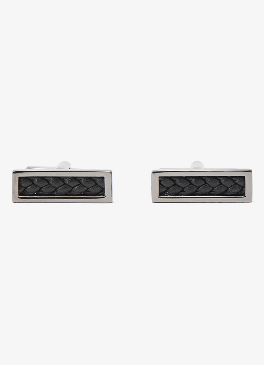 Reiss Marlin manchetknopen met details van leer  - voorkant 2 zwart