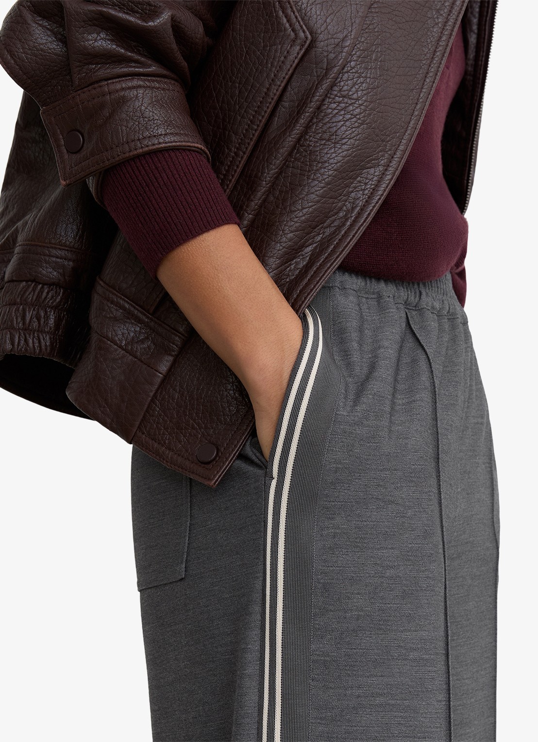 Reiss Marlow high waist wide fit trackpants met gestreept detail - detail 3 grijs
