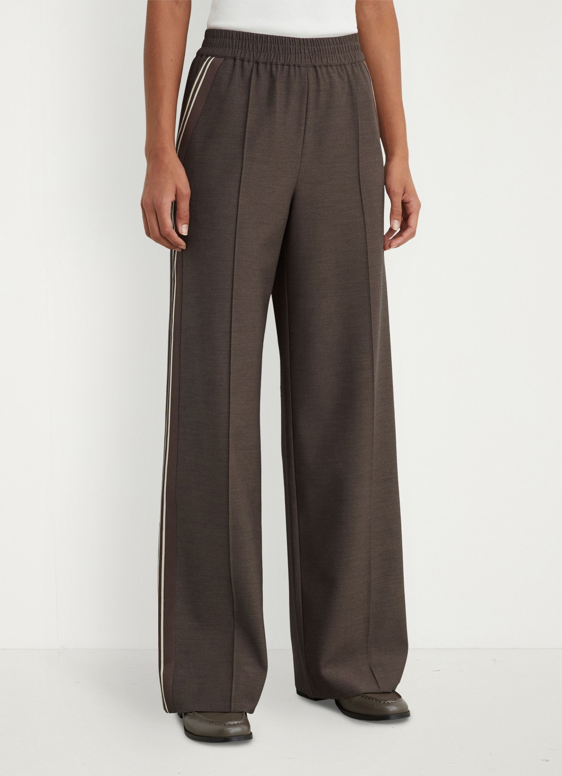 Reiss Marlow high waist wide fit trackpants met gestreept detail - detail 4 beige