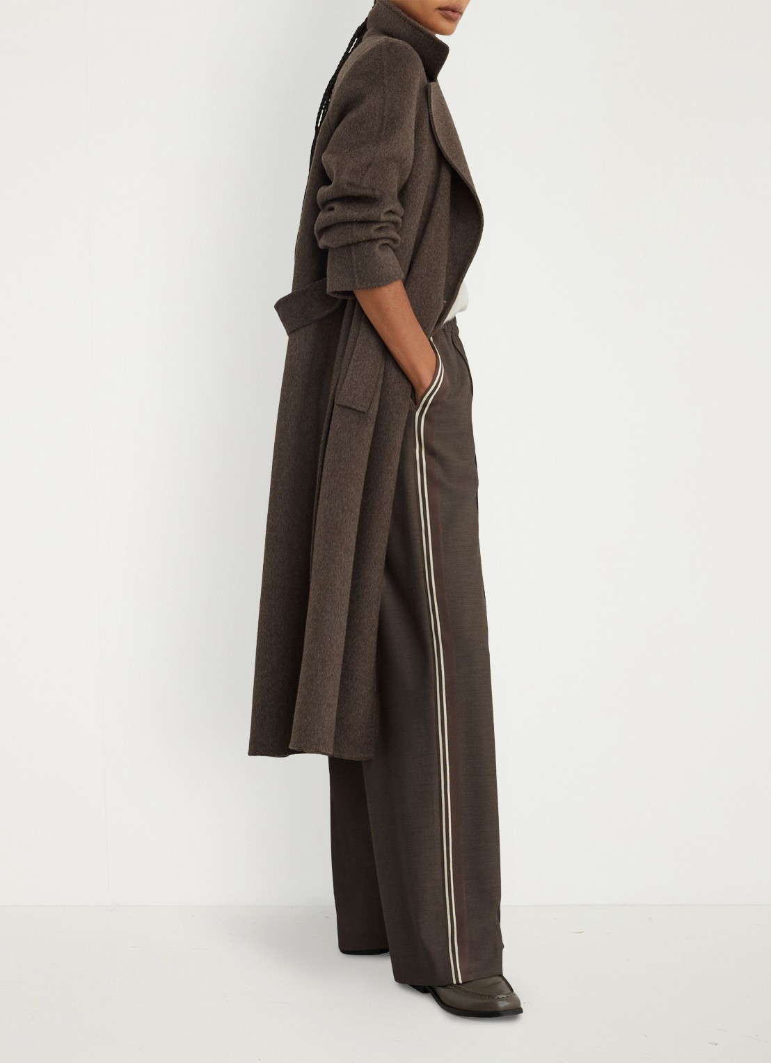 Reiss Marlow high waist wide fit trackpants met gestreept detail - detail 5 beige